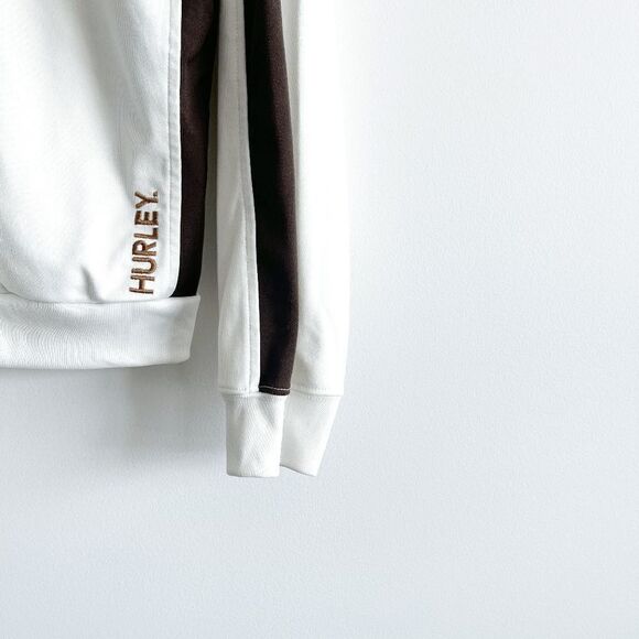 Hurley Mens Y2K Athlete Jacket Full Zip Mock Neck White Brown Large - Picture 5 of 9